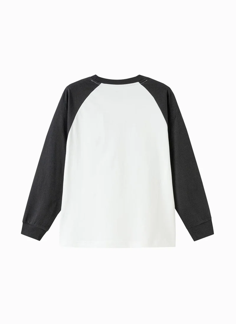 Balabala Kids Unisex Round v-neck long-sleeved T-shirt